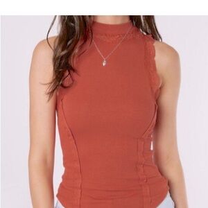 Free People Backless Orange Dress with Lace Detail